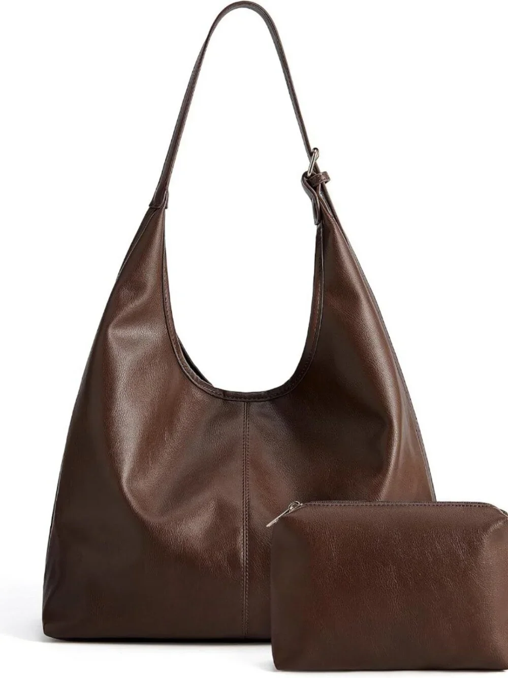 Soft Vegan Leather Hobo Bag for Women, Slouchy Tote Crossbody Purse with Pouch